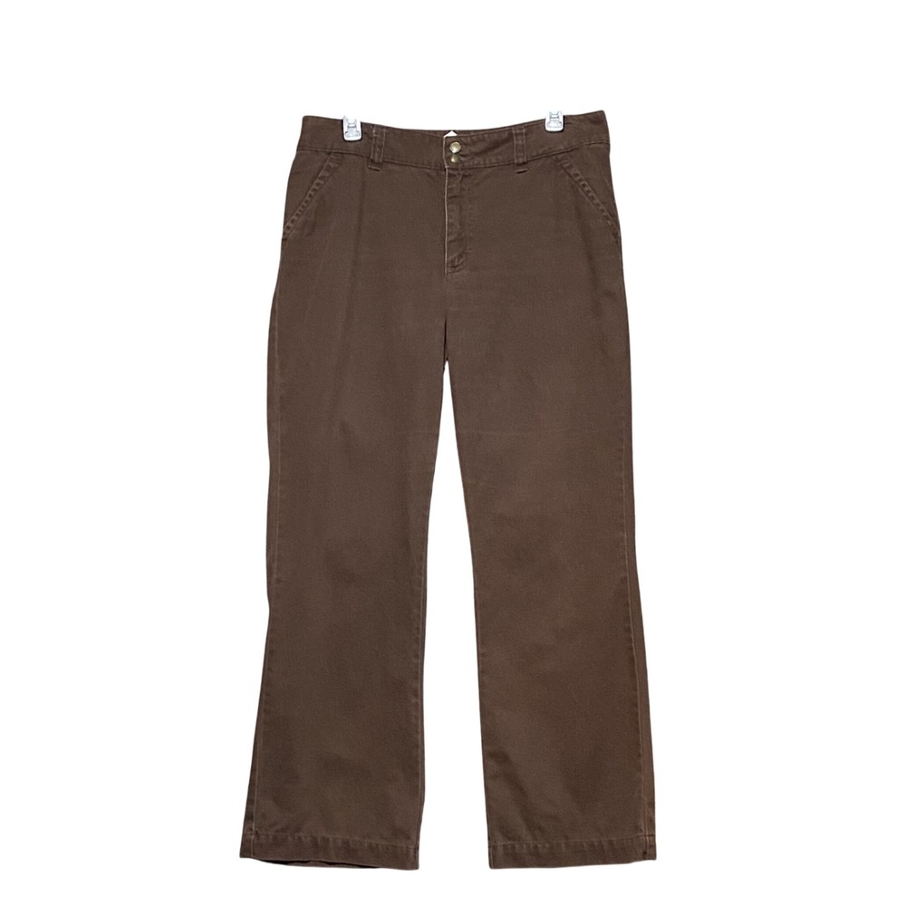 Lee Brown Herringbone Straight Leg Pants Double Button Mid Rise 10 Petite Casual